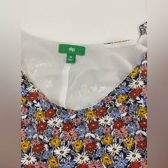 Dip Spaghetti Strap Floral Blouse Top Size 3X Plus NWT Blue Multi - Picture 6 of 7